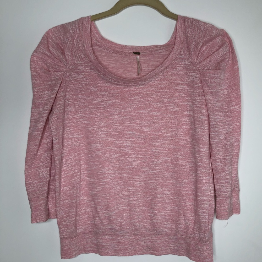 Free People pink top with puffy shoulders